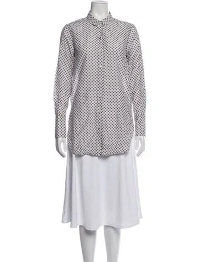 Pre-owned By Malene Birger Printed Long Sleeve Button-up Top In Multicolor