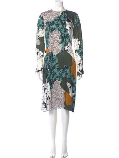 Pre-owned By Malene Birger Printed Midi Length Dress In Green