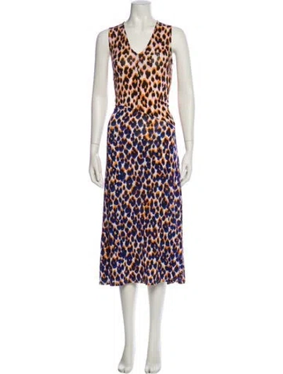 Pre-owned By Malene Birger Printed Midi Length Dress In Multi