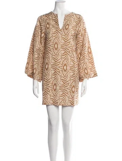 Pre-owned By Malene Birger Printed Mini Dress In Neutrals