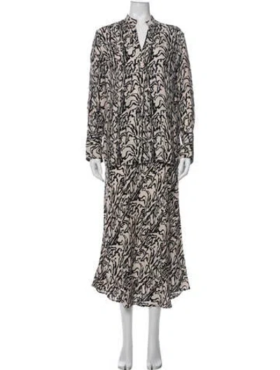 Pre-owned By Malene Birger Printed Skirt Set In White