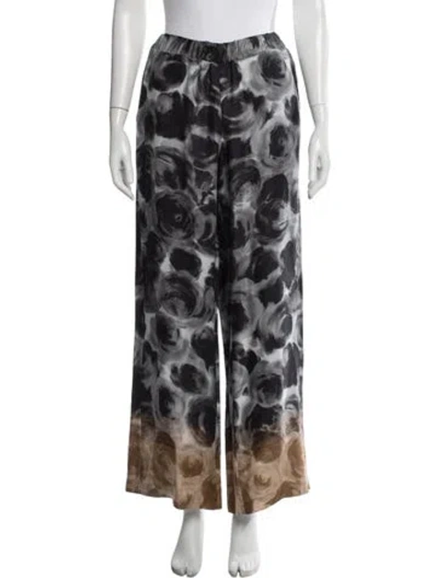 Pre-owned By Malene Birger Printed Wide Leg Pants In Gray