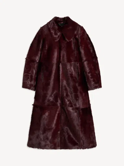 By Malene Birger Rafaia Shearling Calf Coat In Burgundy