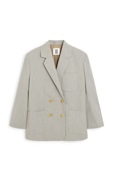 By Malene Birger Railey Crepe Suiting Blazer In Light Grey