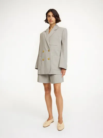 By Malene Birger Railey Double-breasted Blazer In Grey Brown Melange