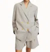 By Malene Birger Railey Double-breasted Blazer In Grey Brown Melange In Gray