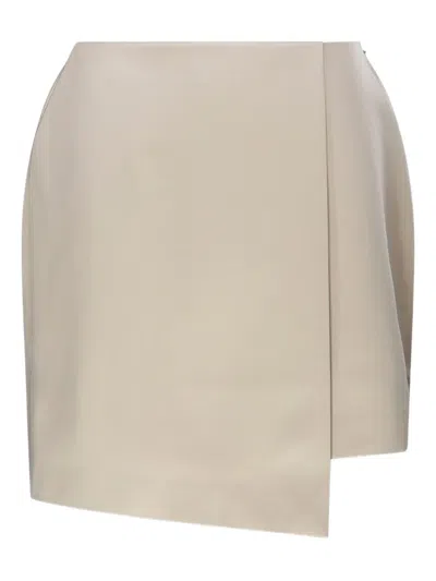 By Malene Birger Raye Asymmetric Mini Skirt In Beige