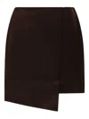 By Malene Birger Raye Asymmetric Satin Mini Skirt In Brown