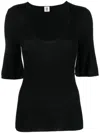 By Malene Birger Scoop-neck Ribbed-knit T-shirt