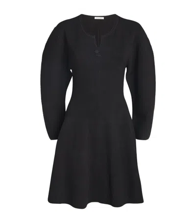 By Malene Birger Mini Dress With Button Detail And Flared Skirt In Black