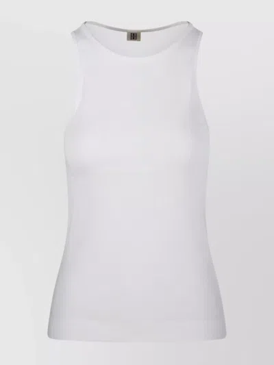 By Malene Birger Ribbed Texture Round Neck Sleeveless Top In White
