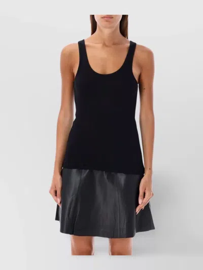 By Malene Birger Ribbed Texture Scoop Neck Tank Top In Schwarz