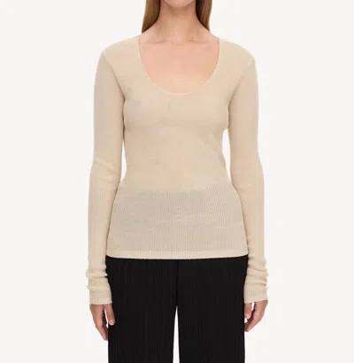 By Malene Birger Rinah Fine-ribbed Long-sleeve Top In Beige