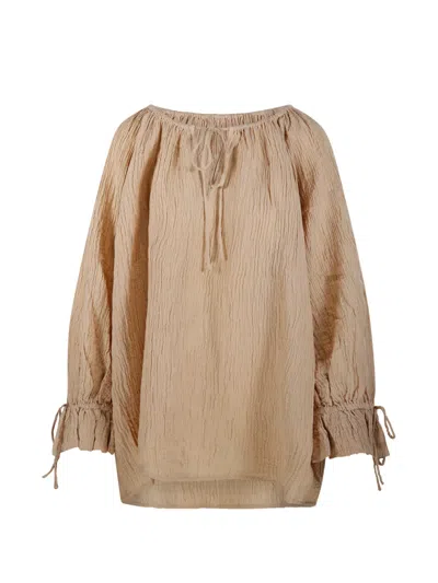 By Malene Birger Rose Ruffled-sleeve Blouse In Neutral