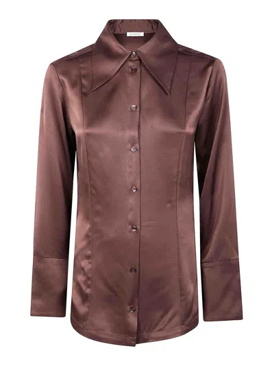 By Malene Birger Rosiannas Satin Classic Shirt In Brown