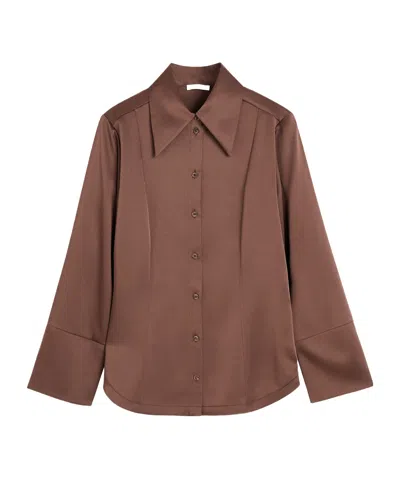 By Malene Birger Rosiannas Wide-collar Shirt In Brown