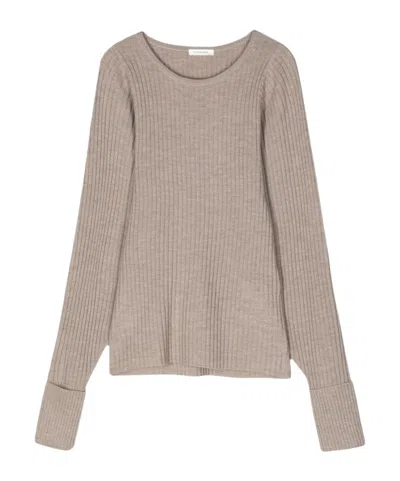By Malene Birger Round Neck Long-sleeved Sweater In Nude