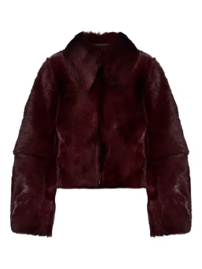 By Malene Birger Rowani Pony Hair Leather Jacket In Burgundy