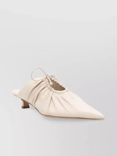 By Malene Birger Ruched Kitten Heel Pointed Toe Mules