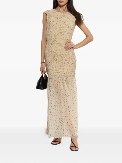 By Malene Birger Ruched Spotted Dress In Neutral