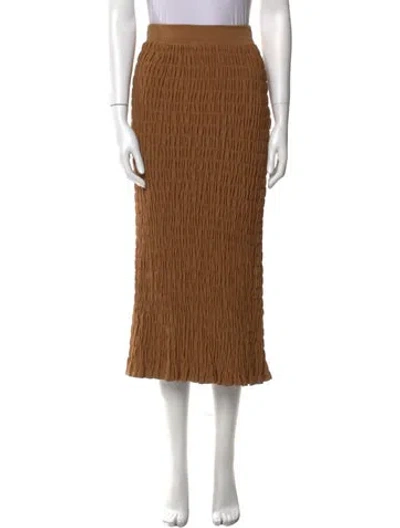 Pre-owned By Malene Birger Ruffle Embellishment Midi Length Skirt In Brown