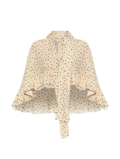By Malene Birger Ruffled Polka-dot Jacket In Neutral