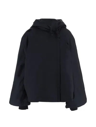 By Malene Birger Black Boxy Integrated Hood Recycled Cotton Jacket
