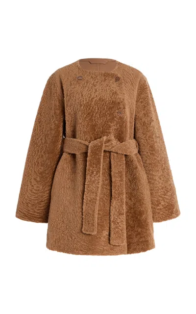By Malene Birger Sannie Reversible Shearling Coat In Brown