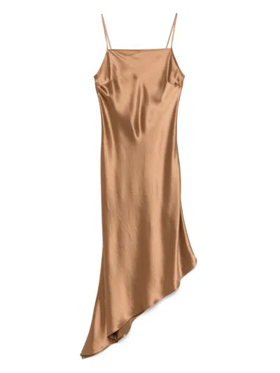 By Malene Birger Satin Midi Dress In Beige