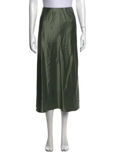 Pre-owned By Malene Birger Satin Midi Length Skirt W/ Tags In Green