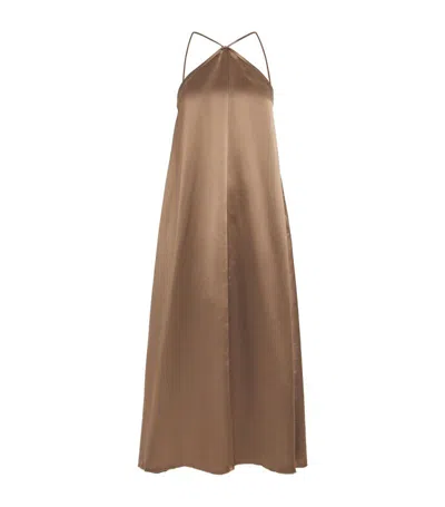 By Malene Birger Satin Reganne Maxi Dress In Shitake