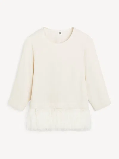 By Malene Birger Scarletts Feather-trimmed Crepe Top In White