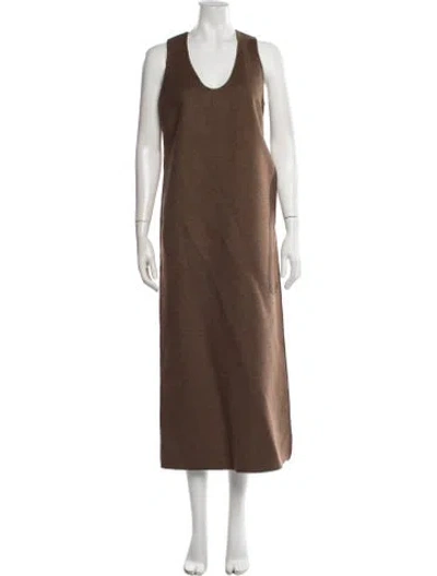 Pre-owned By Malene Birger Scoop Neck Long Dress In Brown