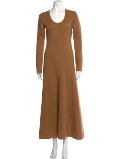 Pre-owned By Malene Birger Scoop Neck Long Dress In Brown