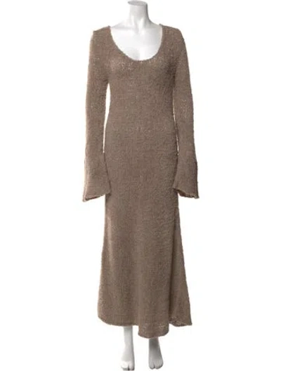 Pre-owned By Malene Birger Scoop Neck Long Dress In Neutral