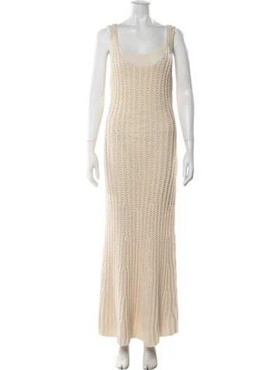 Pre-owned By Malene Birger Scoop Neck Long Dress In Neutrals
