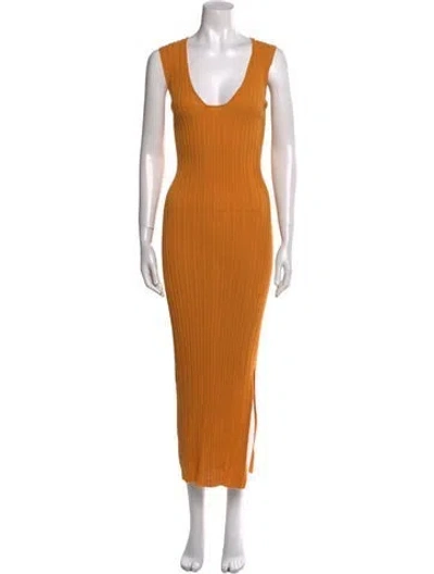Pre-owned By Malene Birger Scoop Neck Long Dress In Orange