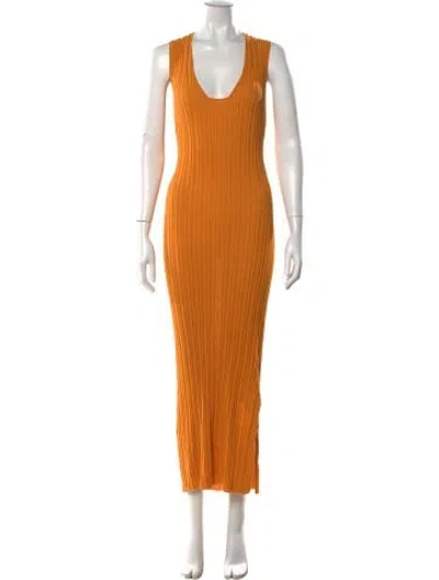 Pre-owned By Malene Birger Scoop Neck Long Dress In Orange