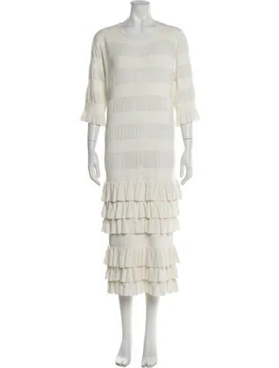 Pre-owned By Malene Birger Scoop Neck Long Dress In White