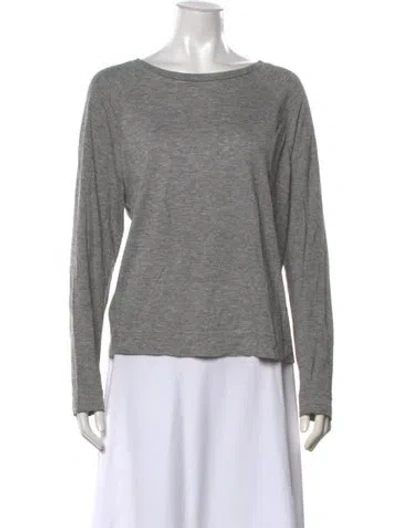 Pre-owned By Malene Birger Scoop Neck Long Sleeve Top In Grey
