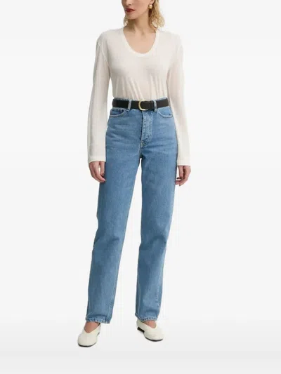 By Malene Birger Scoop-neck Long-sleeve Top In Neutral