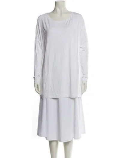 Pre-owned By Malene Birger Scoop Neck Long Sleeve Tunic W/ Tags In White