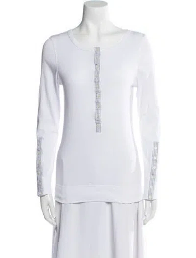Pre-owned By Malene Birger Scoop Neck Long Sleeve Tunic In White