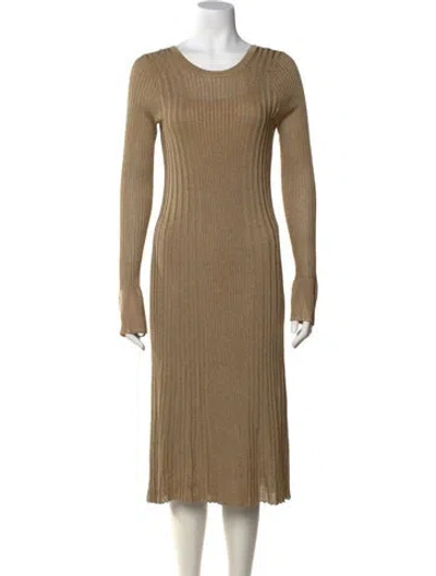 Pre-owned By Malene Birger Scoop Neck Midi Length Dress In Gold