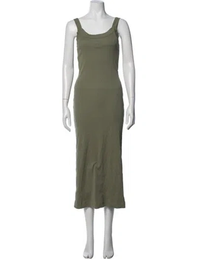 Pre-owned By Malene Birger Scoop Neck Midi Length Dress In Green