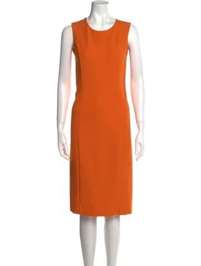 Pre-owned By Malene Birger Scoop Neck Midi Length Dress In Orange