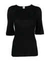 By Malene Birger Scoop-neck Ribbed-knit T-shirt In Black