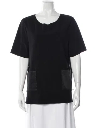 Pre-owned By Malene Birger Scoop Neck Short Sleeve Top In Black