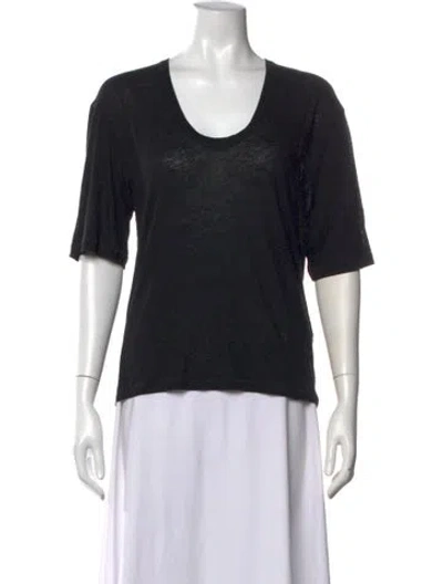 Pre-owned By Malene Birger Scoop Neck Short Sleeve T-shirt In Black