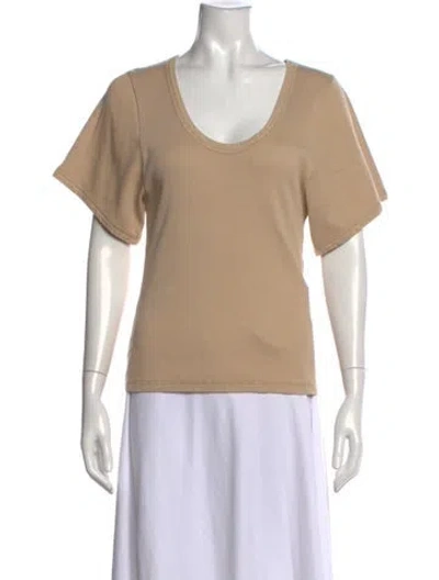 Pre-owned By Malene Birger Scoop Neck Short Sleeve T-shirt In Neutrals